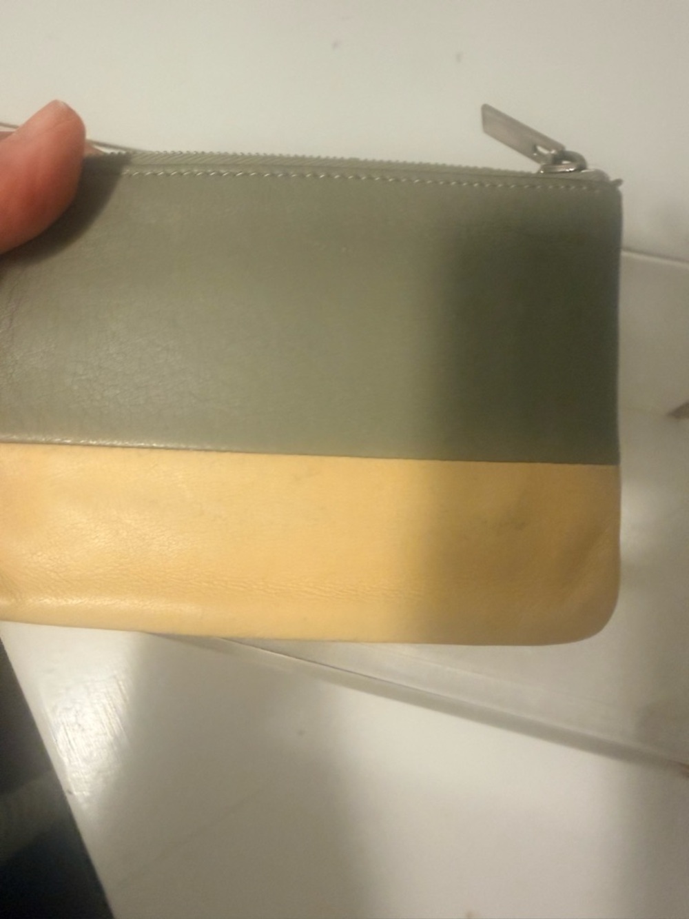 Celine Bicolor Solo Key Pouch – Olive Drab & Cream Phoebe Philo Era Old Celine - Picture 5 of 7